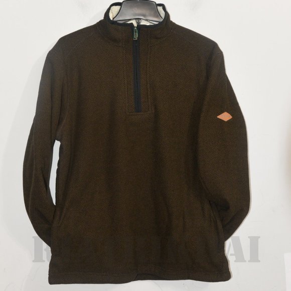 BROWN NWT Orvis 1/4 zip Men’s Fleece Lined Pullover - Picture 5 of 10